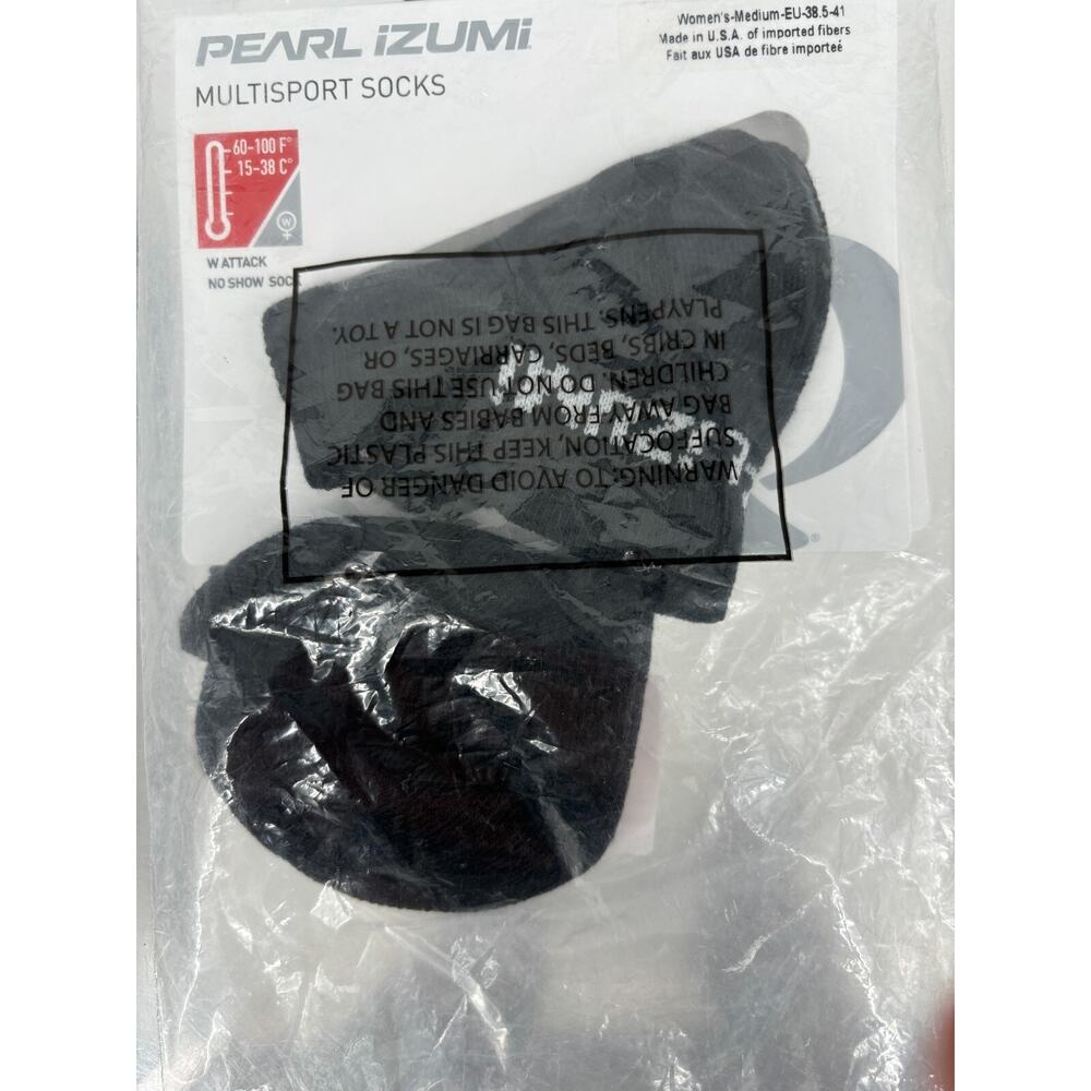 Pearl Izumi Womens Attack No Show Socks M Black Quick Dry Made in USA 14251704